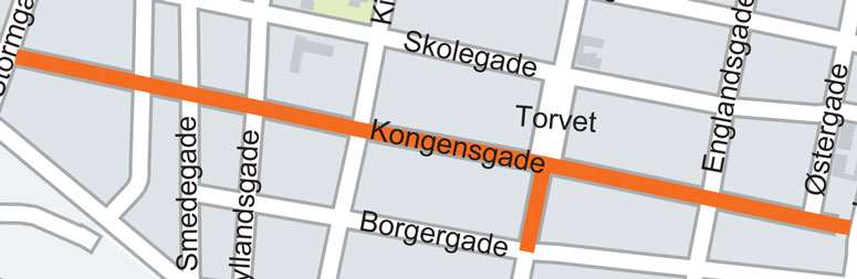 Kort, der marker Kongensgade
